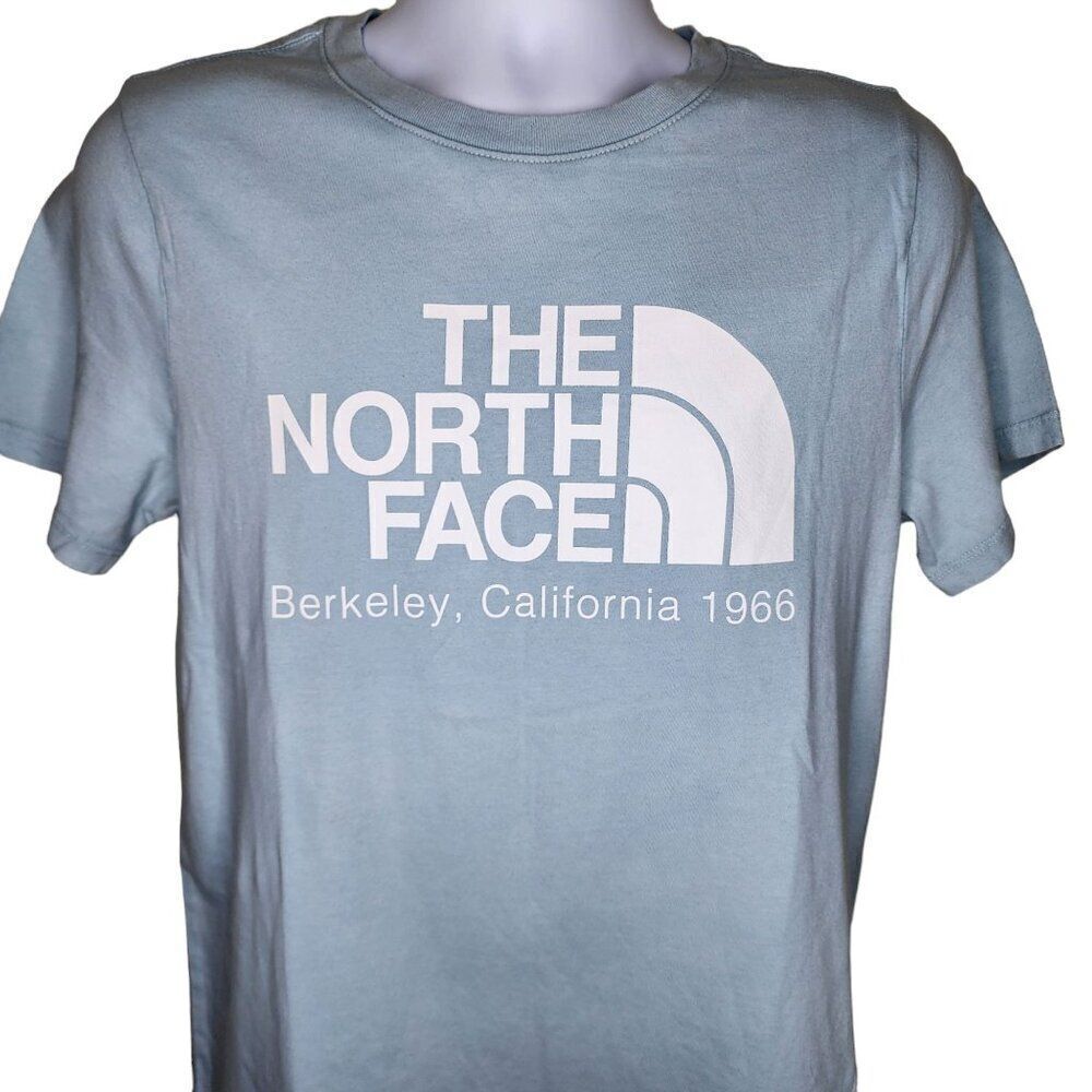 The North Face Short Sleeve Brand Logo Brushed Cotton Tshirt Womens Size M Blue